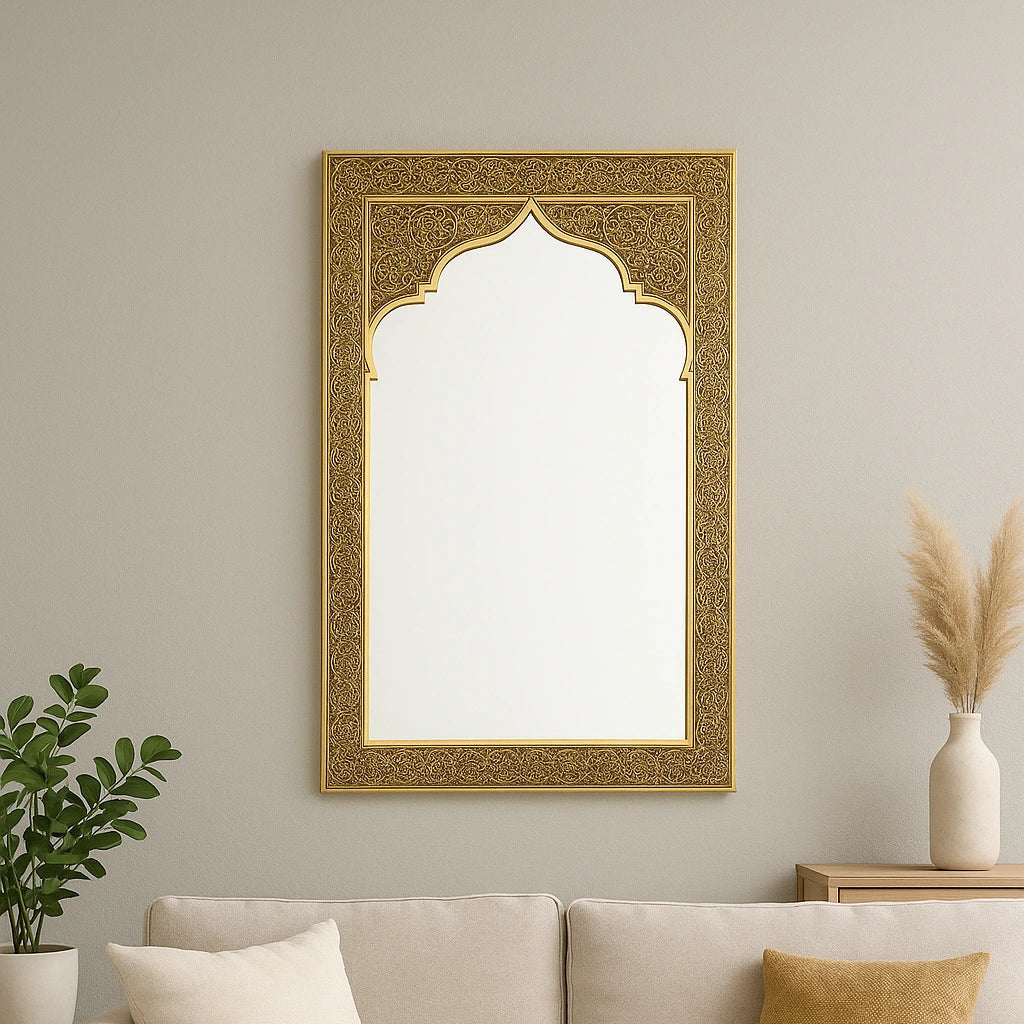 Brass gold mirror for wall