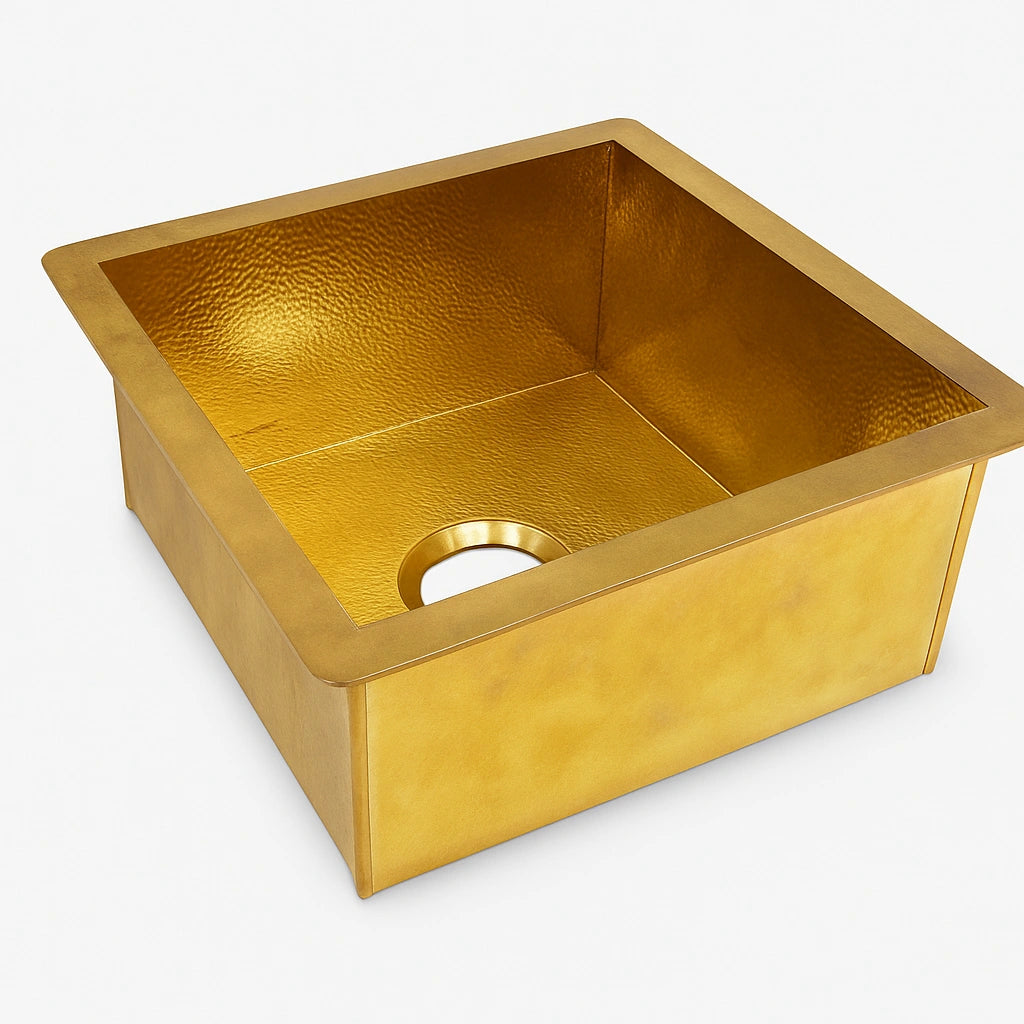 Hammered Brass Square Sink