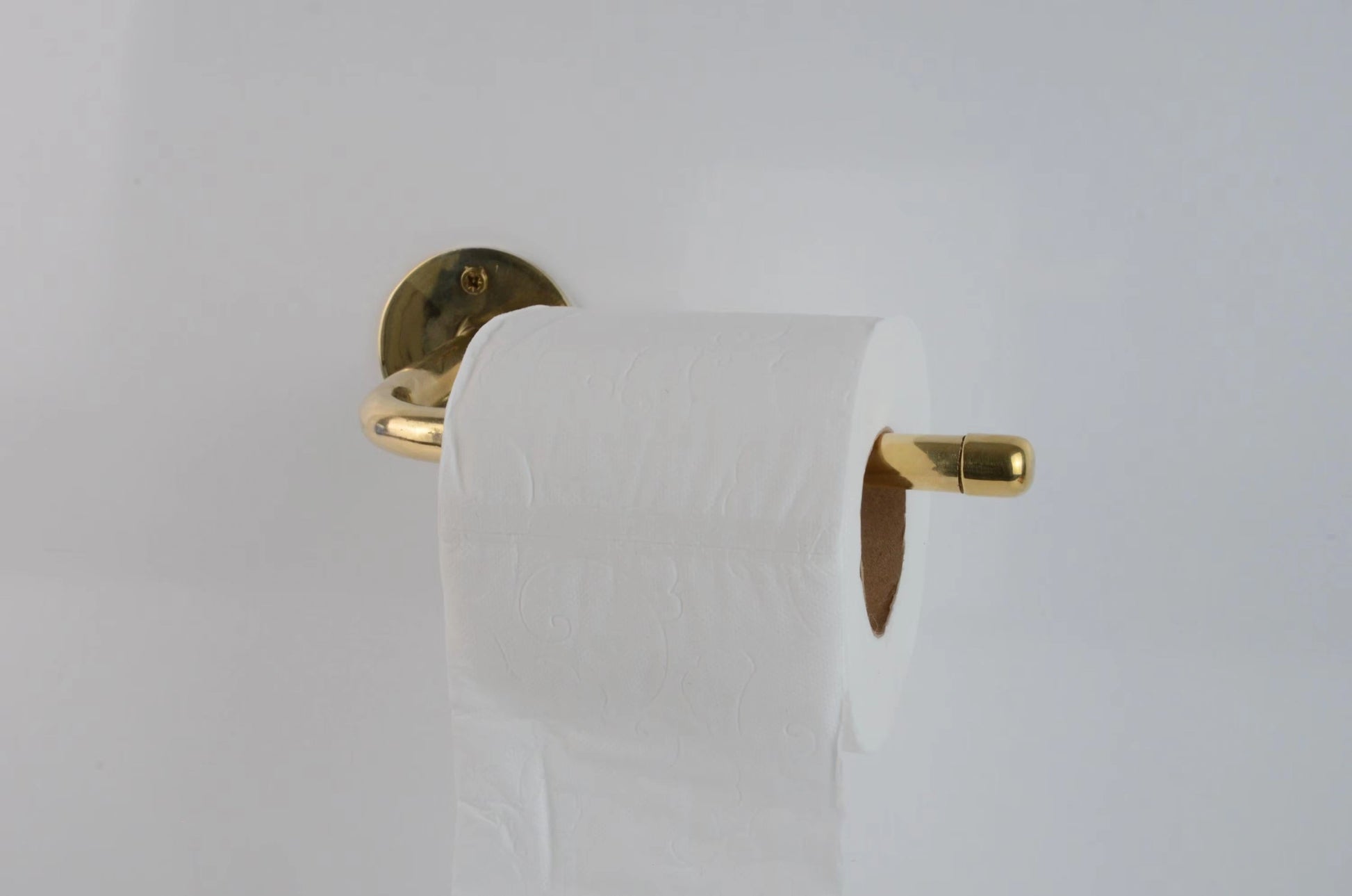 Unlacquered Brass Wall Mounted Toilet Paper Holder With Round Support