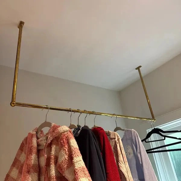 Ceiling Mounted Minimalistic Clothes Rail, Vintage Open Closet Organizer