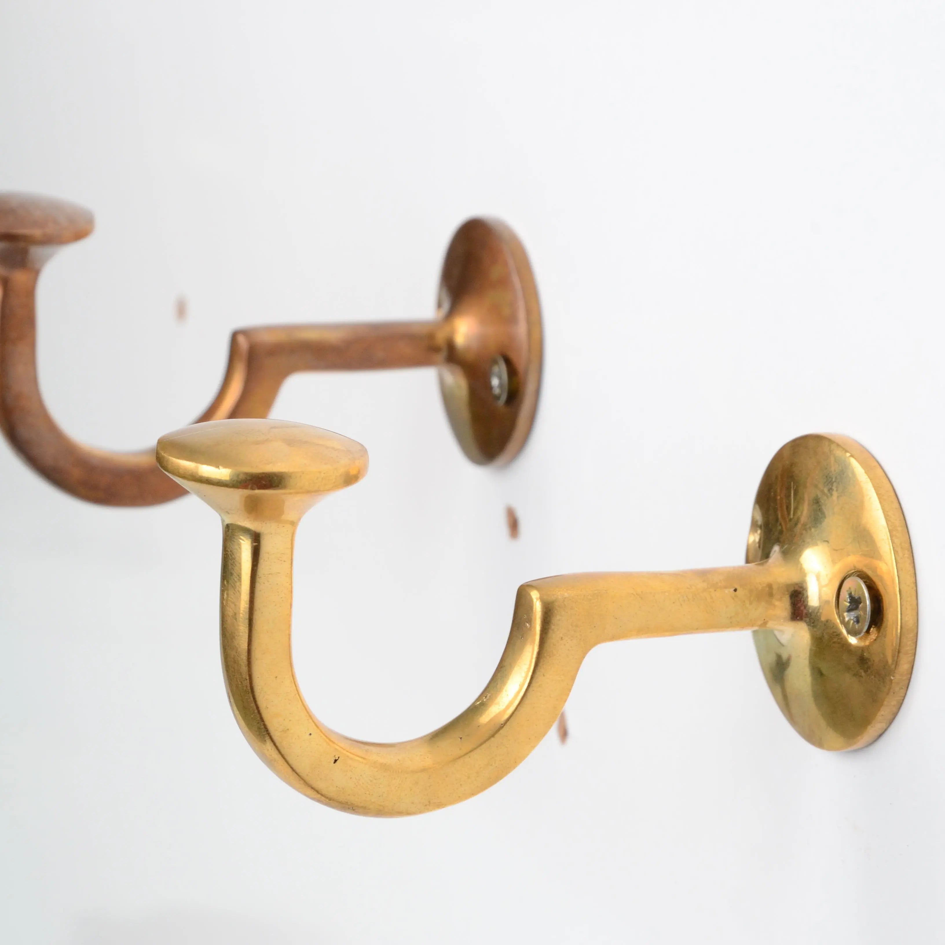 Handmade Solid Unlacquered Brass Wall Hook | Vintage Patina Coat Hook - AtlasFinest