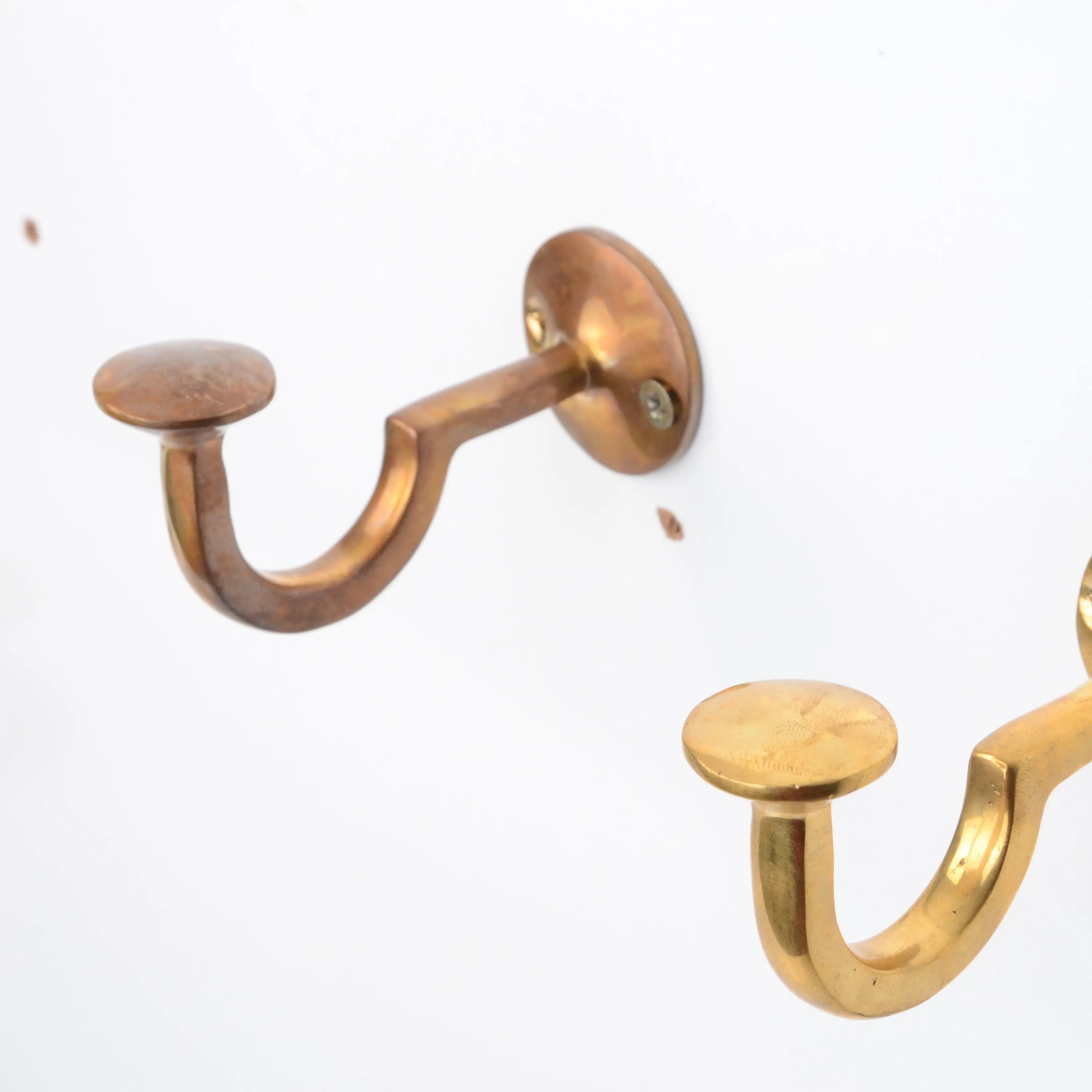 Handmade Solid Unlacquered Brass Wall Hook | Vintage Patina Coat Hook - AtlasFinest
