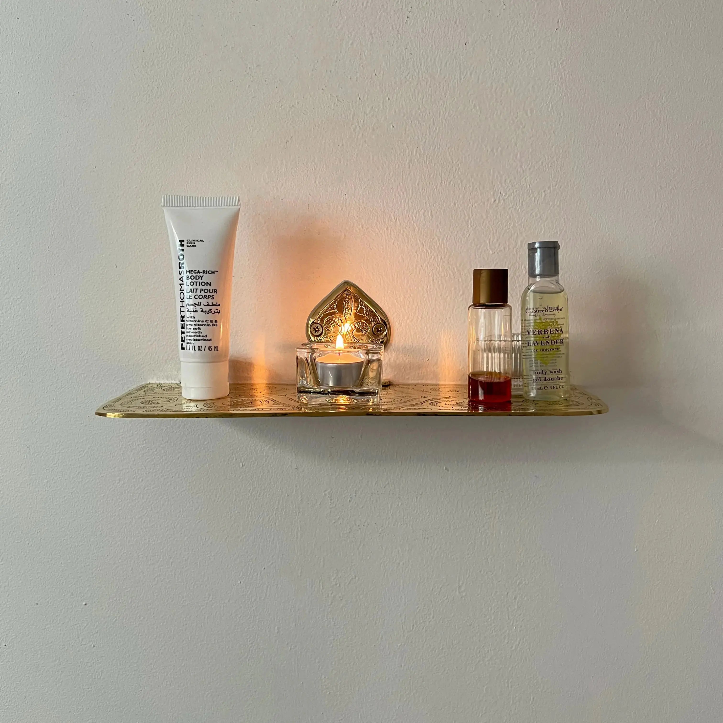 Engraved Unlacquered Brass Shelf 