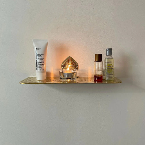 Engraved Unlacquered Brass Shelf 