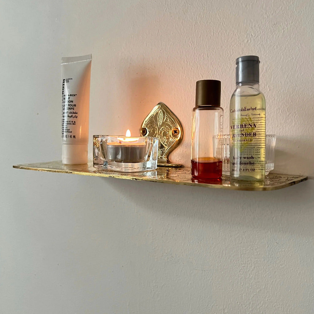 Engraved Unlacquered Brass Shelf 