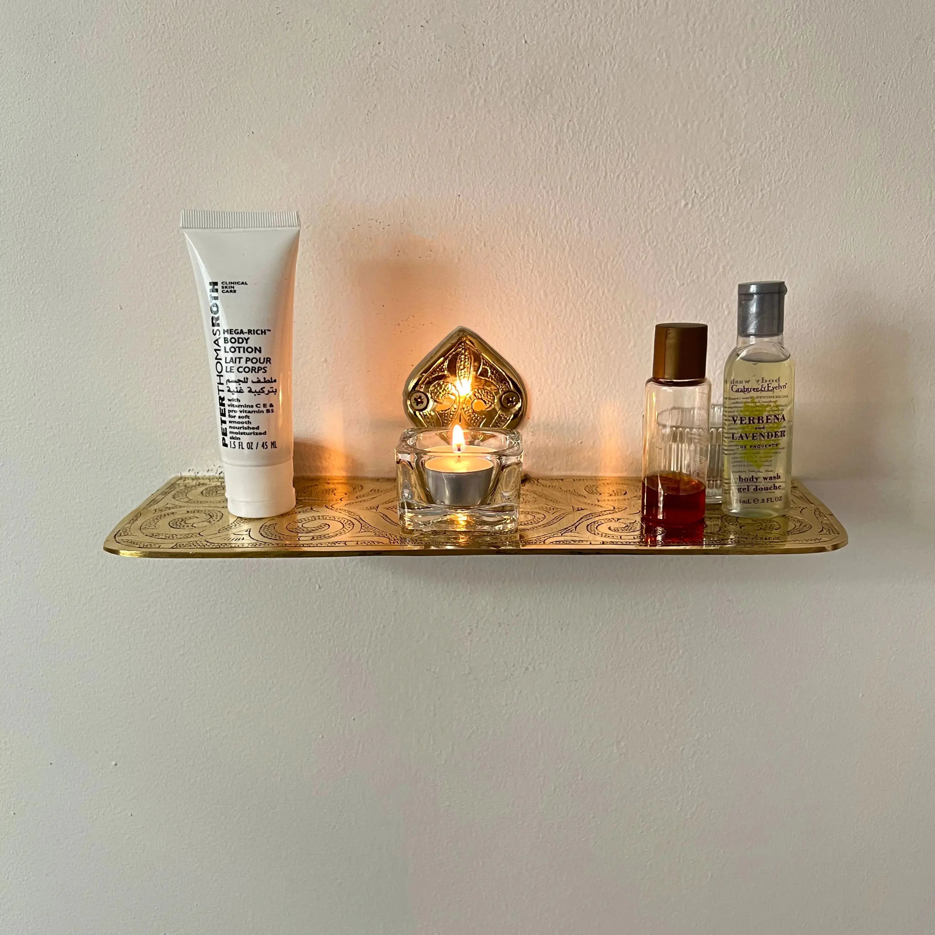 Engraved Unlacquered Brass Shelf 
