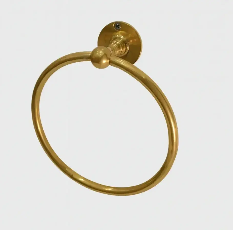 6″ Unlacquered Brass Towel Holder Ring - AtlasFinest
