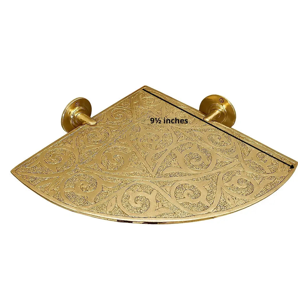 Unlacquered Brass Corner Shelf - AtlasFinest