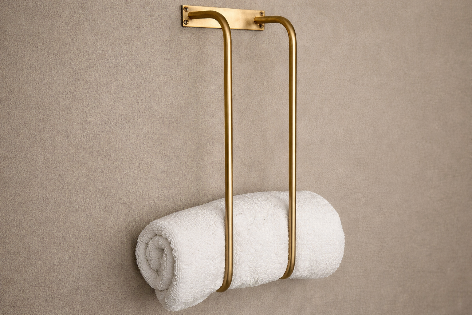 Unlacquered Brass Towels Rack: Vertical Bathroom Organizer