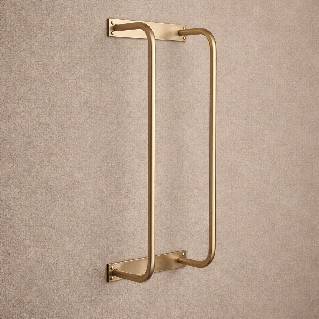 Unlacquered Brass Towels Rack: Vertical Bathroom Organizer