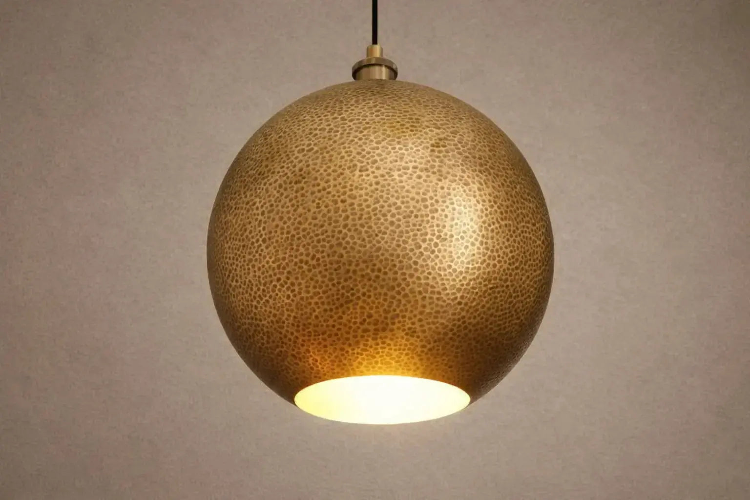 Hammered Brass Pendant Light Sphere - AtlasFinest