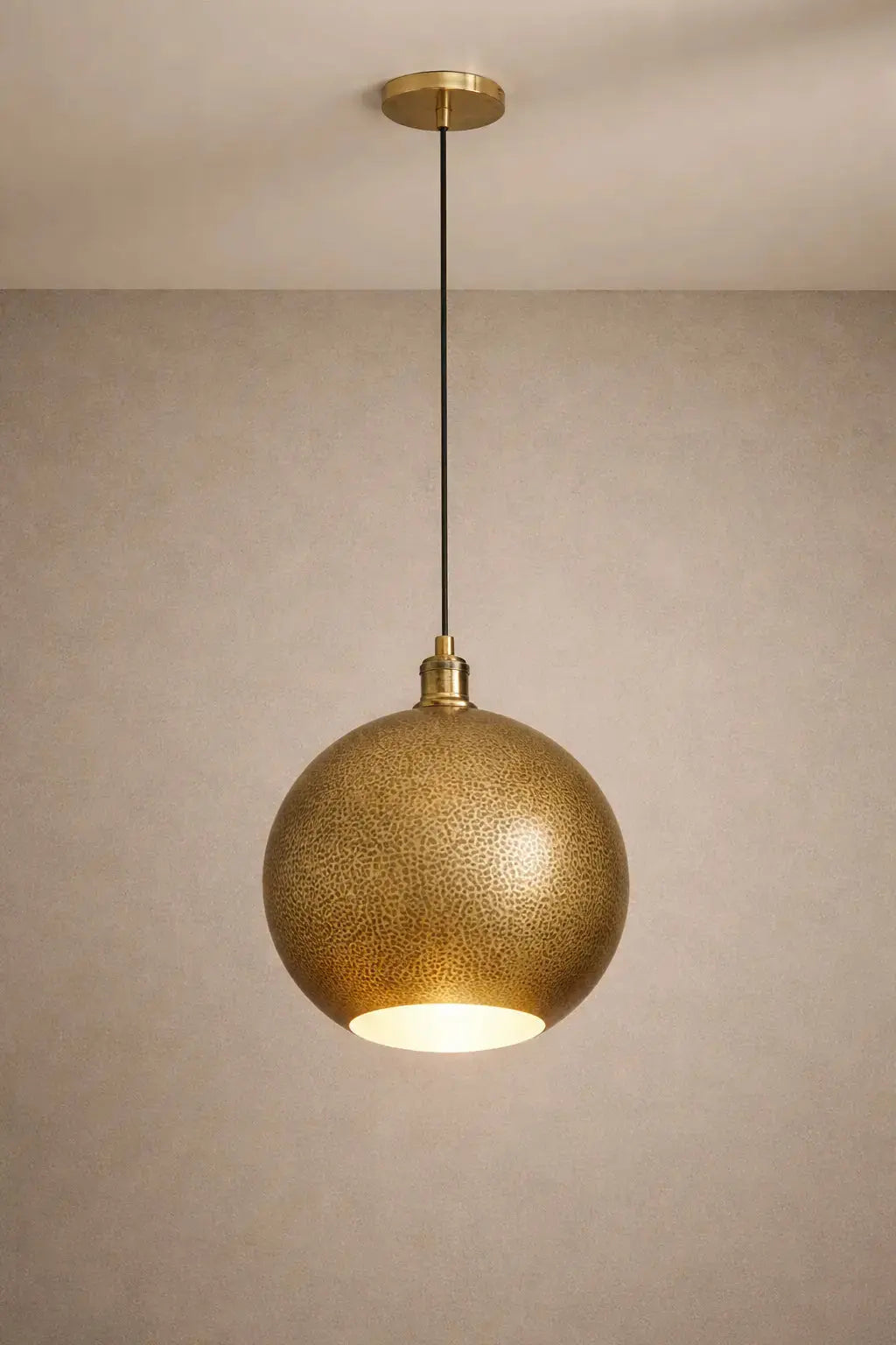 Hammered Brass Pendant Light Sphere - AtlasFinest