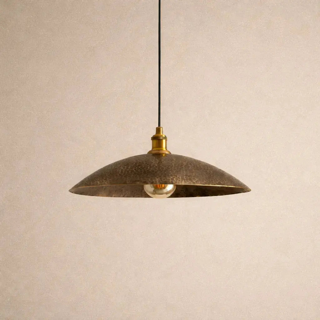 Low Profile Hammered Bronze Pendant Light Pendant Lighting - AtlasFinest