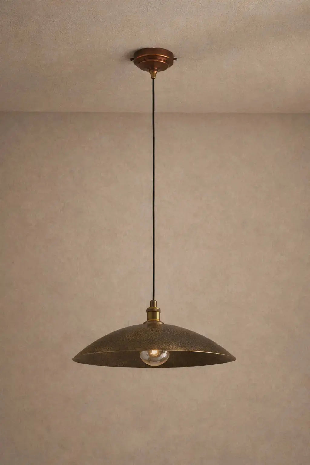 Low Profile Hammered Bronze Pendant Light Pendant Lighting - AtlasFinest
