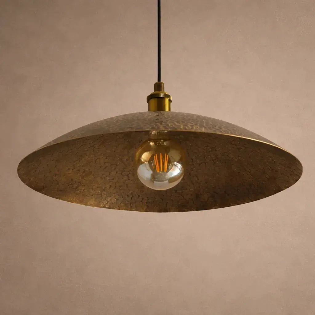 Low Profile Hammered Bronze Pendant Light Pendant Lighting - AtlasFinest