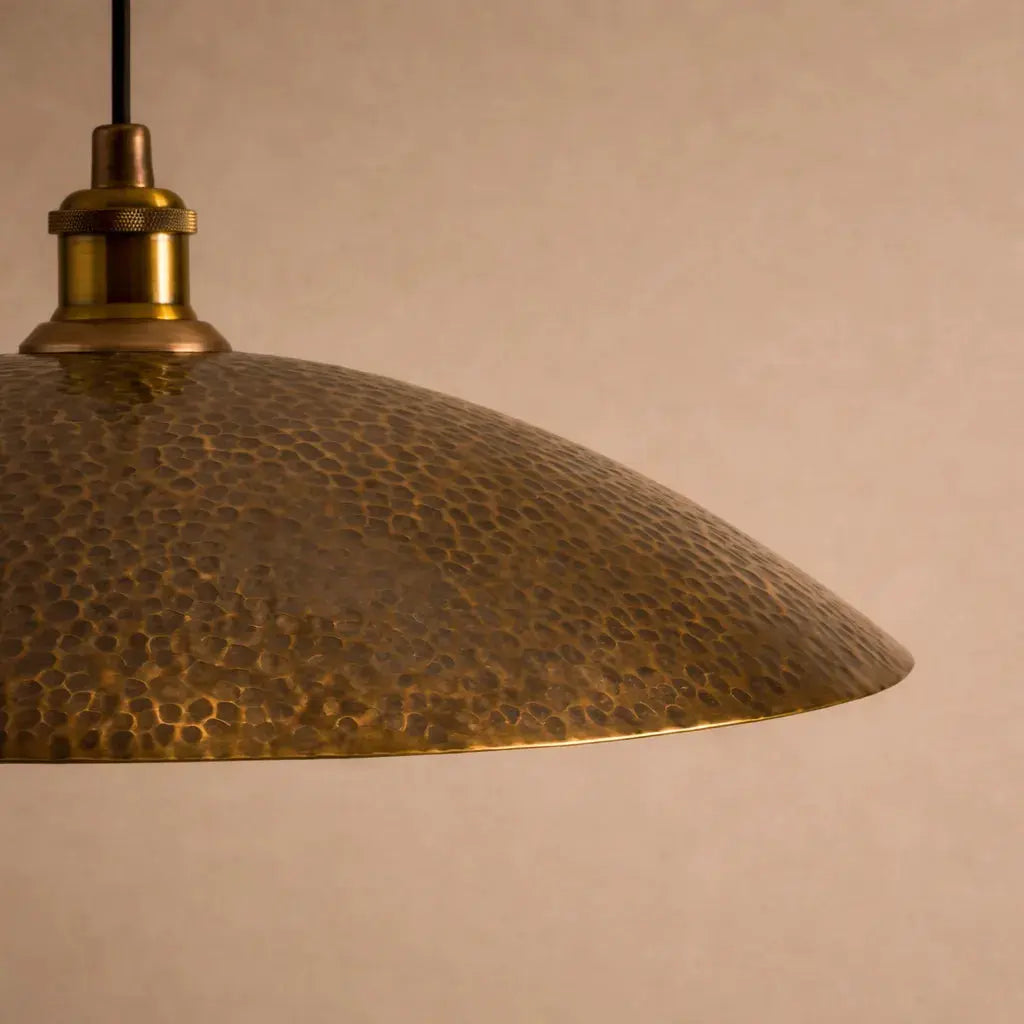 Low Profile Hammered Bronze Pendant Light Pendant Lighting - AtlasFinest
