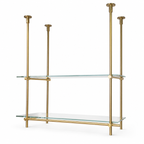 Ceiling Only Mounted Brass Shelving With Glass, 40 inches x 50 inches x 10 inches