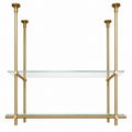 Ceiling Only Mounted Brass Shelving With Glass, 40 inches x 50 inches x 10 inches
