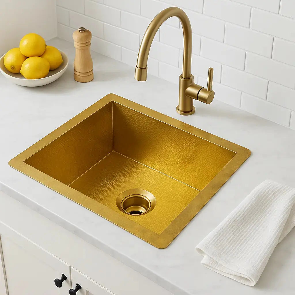 Hammered Brass Square Sink - AtlasFinest
