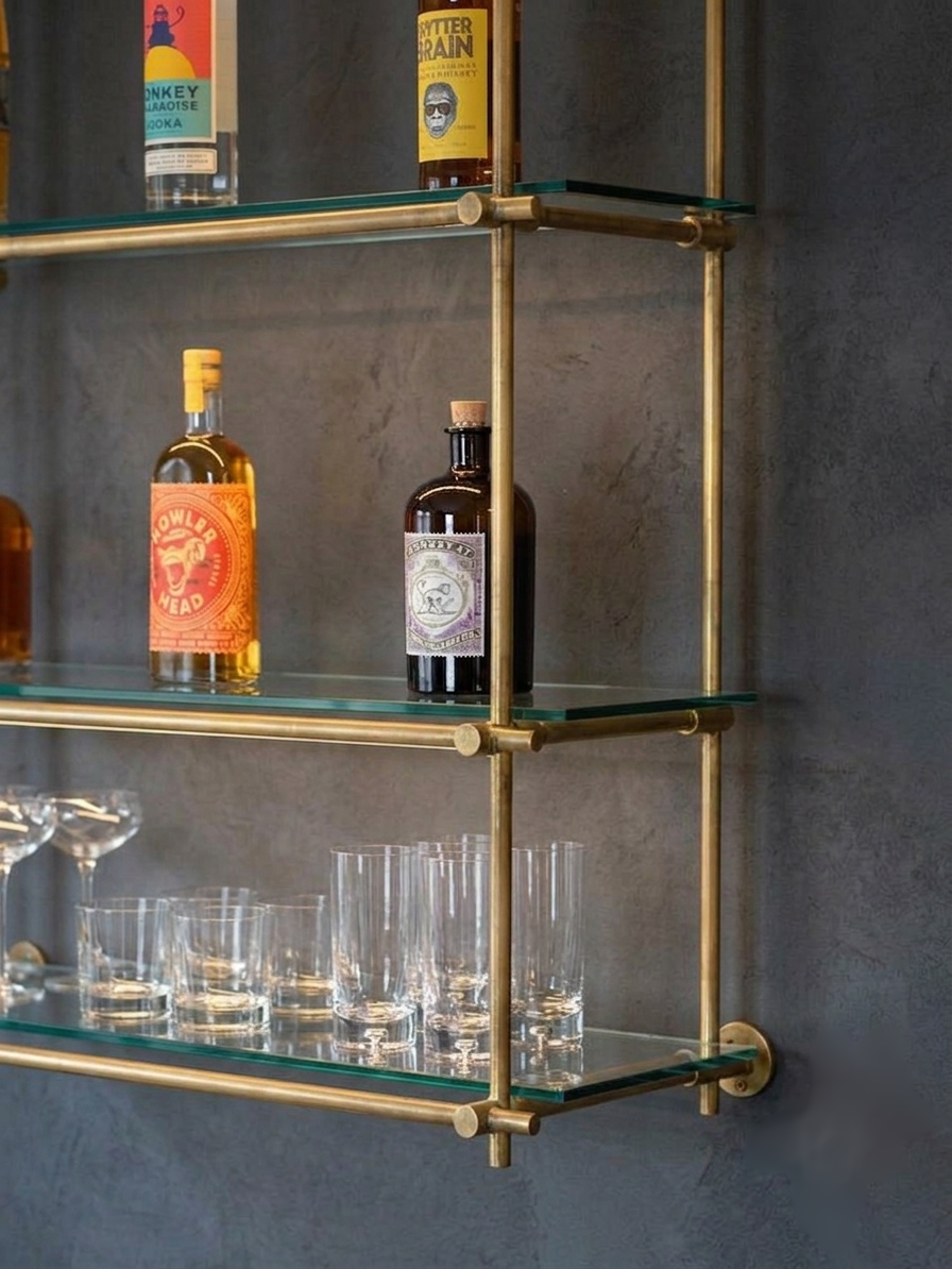 Unlacquered Brass Shelving,