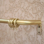 Unlacquered Brass Cafe Curtain Rod With Solid Brass Rings - AtlasFinest