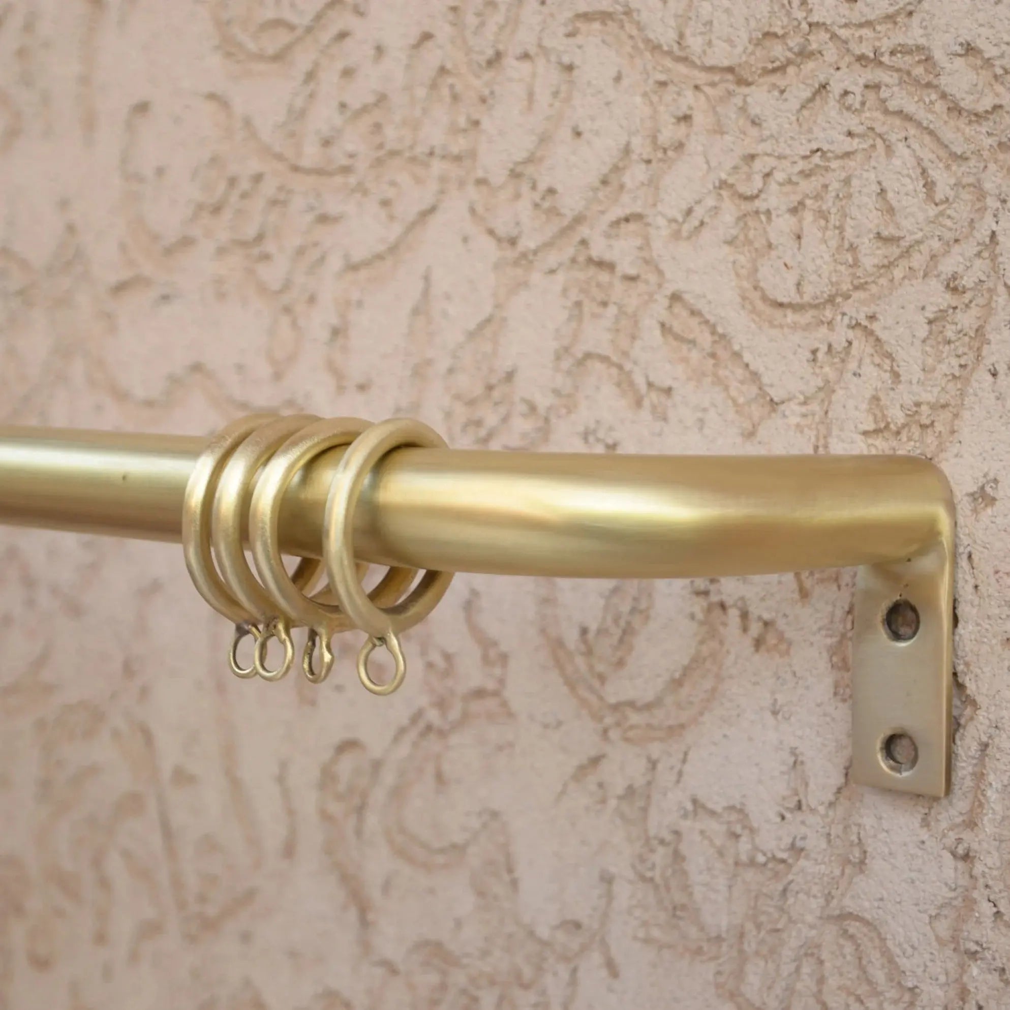 Unlacquered Brass Cafe Curtain Rod With Solid Brass Rings - AtlasFinest