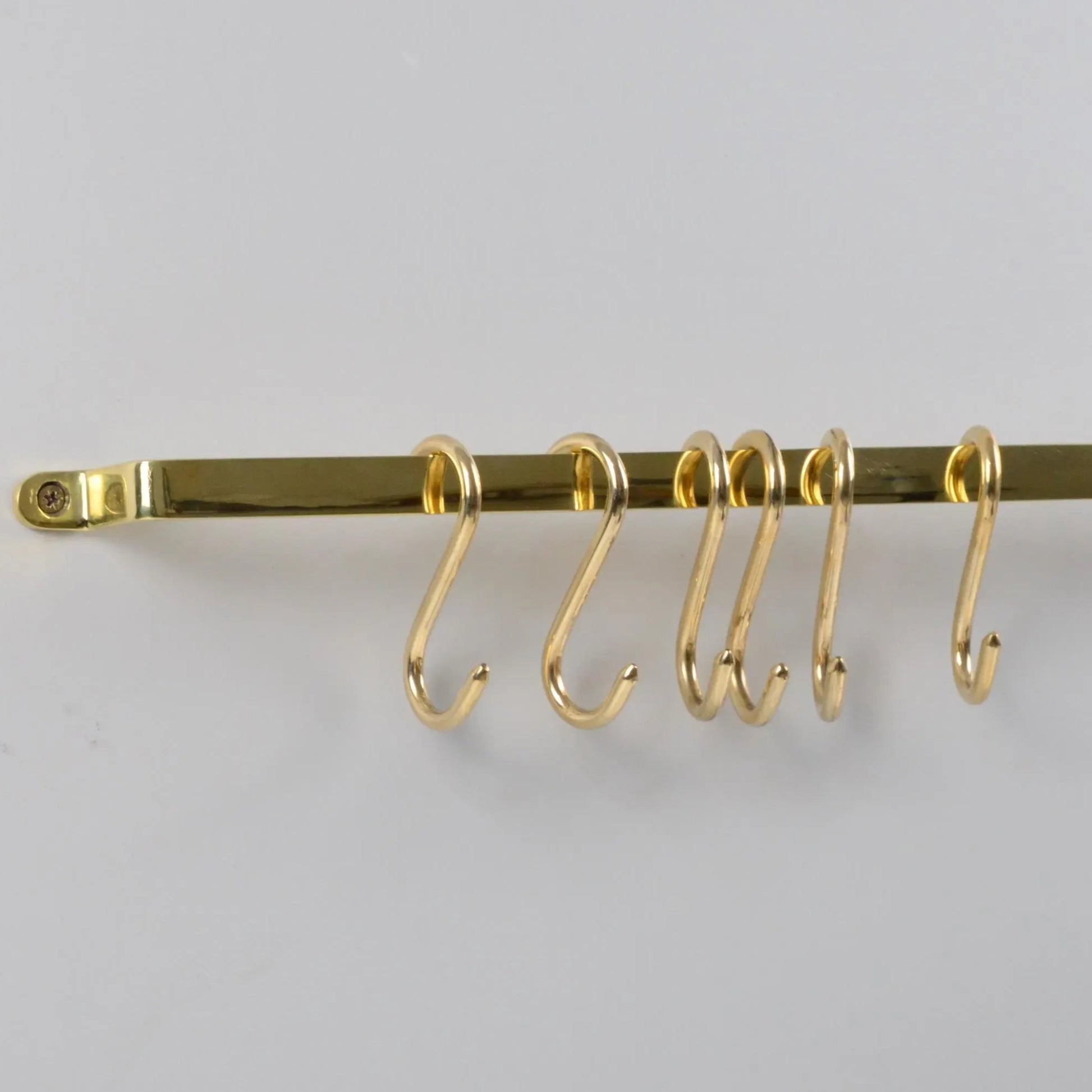 Flat Unlacquered Brass Pot Rack with S-Hooks