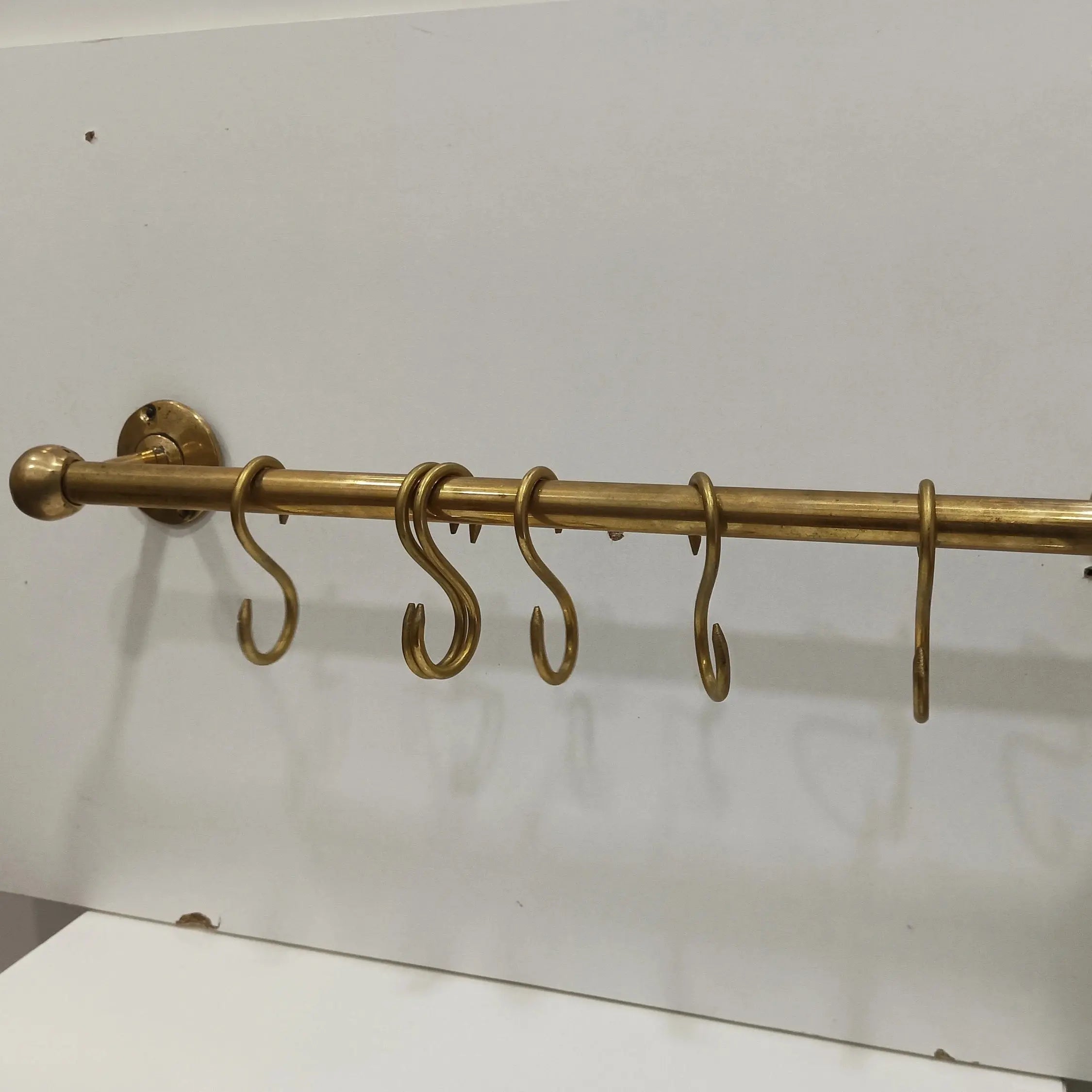 Unlacquered Brass Pot Rack, Solid Brass Kitchen Pot Rail - AtlasFinest