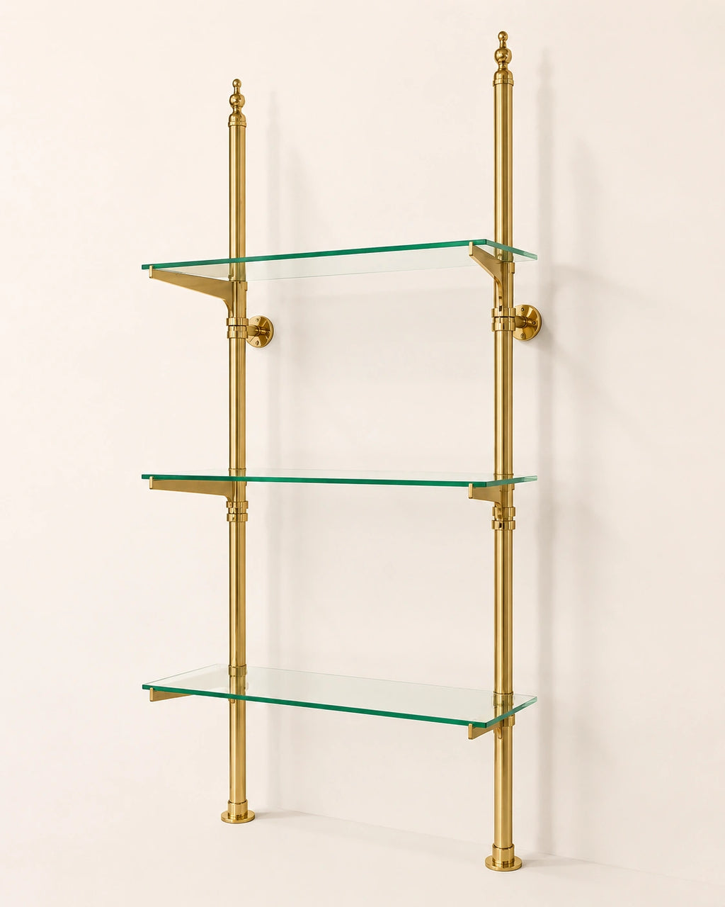 Brass Bistro Shelving, Kitchen Open Shelving, Unlacquered Brass Display Shelving