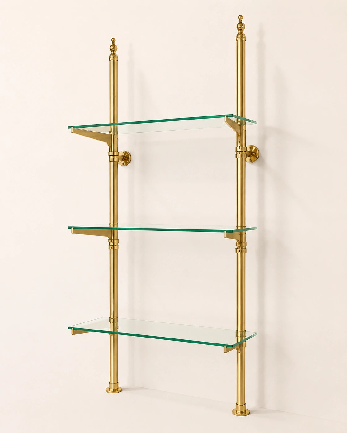 Brass Bistro Shelving, Kitchen Open Shelving, Unlacquered Brass Display Shelving