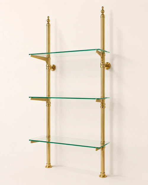 Brass Bistro Shelving, Kitchen Open Shelving, Unlacquered Brass Display Shelving