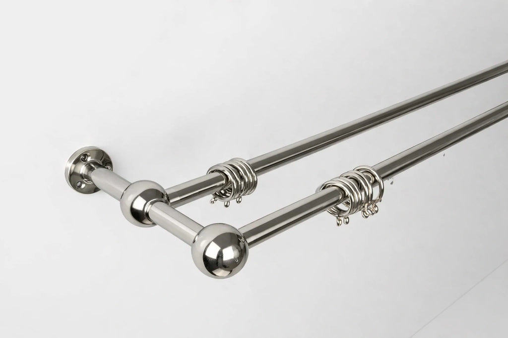 Solid Brass Double Curtain Rod,Nickel Finish– 20 mm Diameter