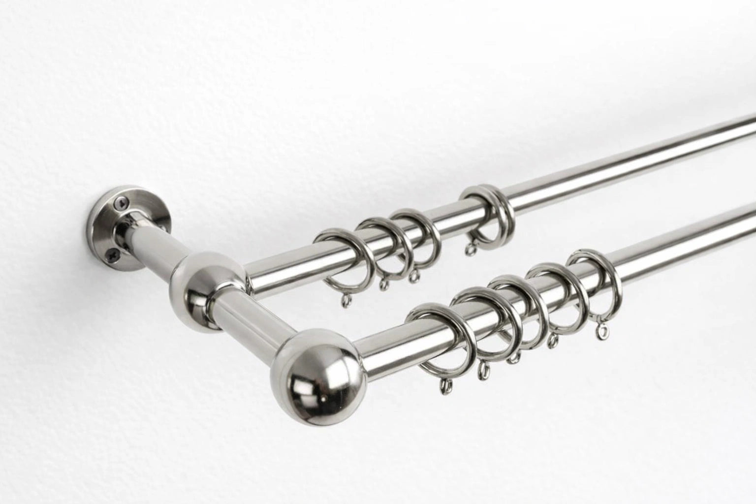 Solid Brass Double Curtain Rod,Nickel Finish– 20 mm Diameter