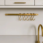 Flat Unlacquered Brass Pot Rack with S-Hooks - AtlasFinest