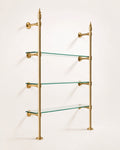 Vintage Brass Shelving Unit — Single Bay Countertop with Glass (45" W x 55" H x 12" D)