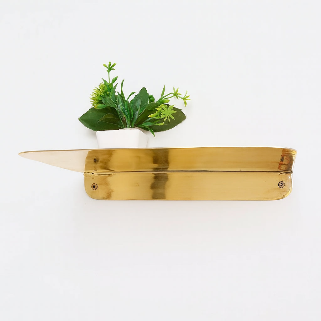 Brass Shelving, Unlacquered Brass Floating Wall Shelf