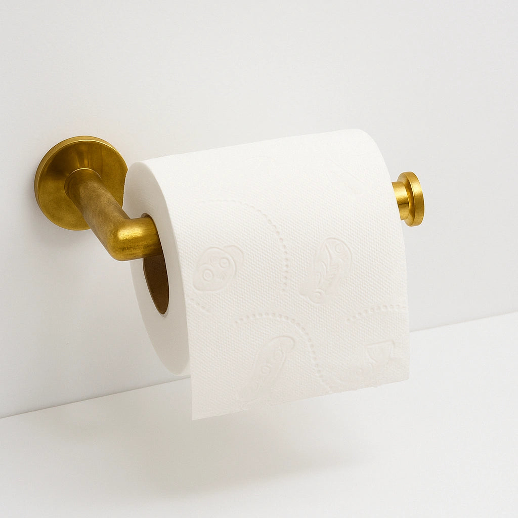 Unpolished Brass Wall Mounted Toilet Paper Holder