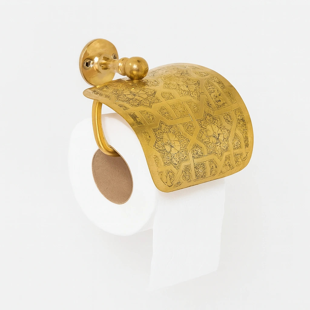 Vintage Brass Toilet Paper Holder – Classic Wall-Mounted Bathroom Accessory