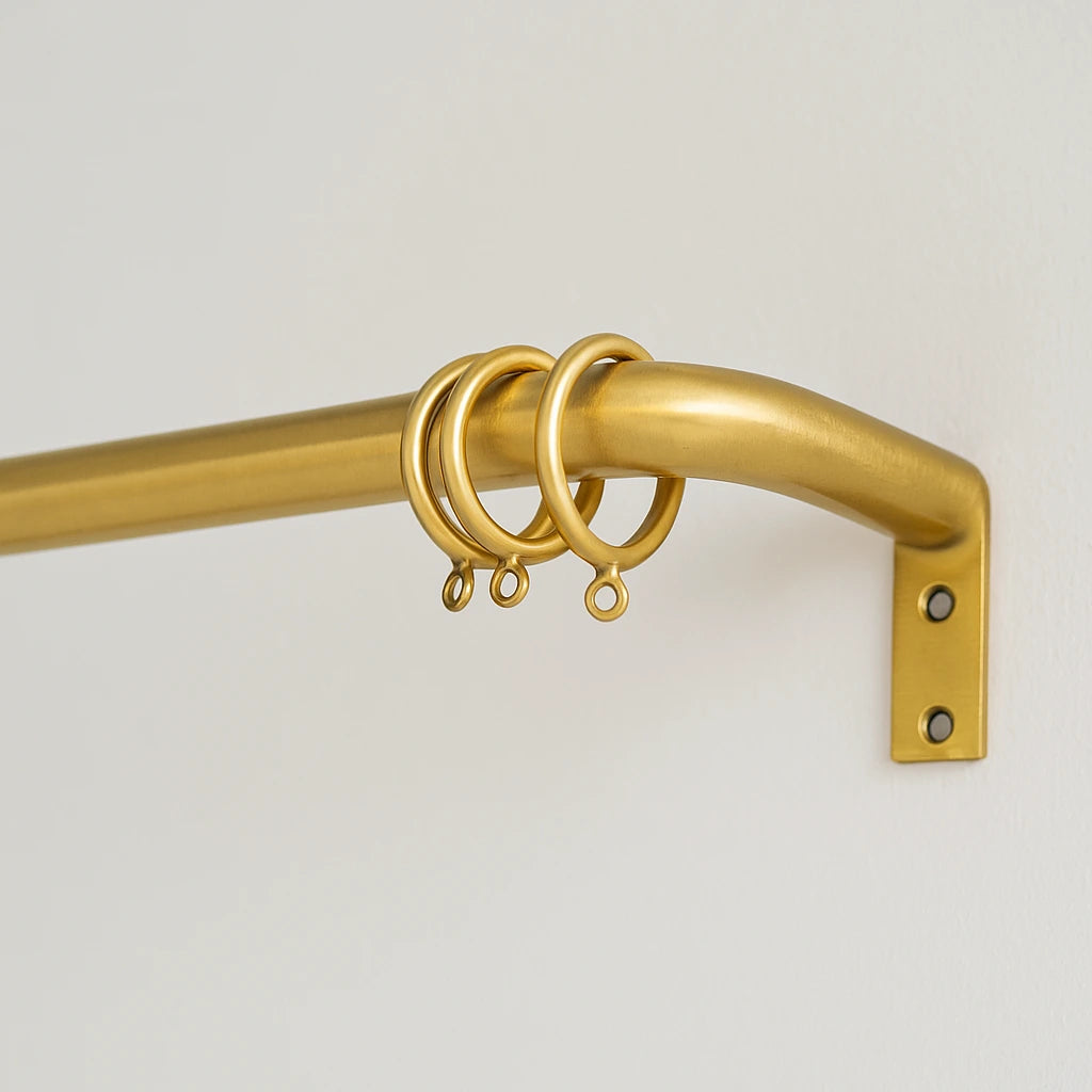 Unlacquered Brass Cafe Curtain Rod With Solid Brass Rings