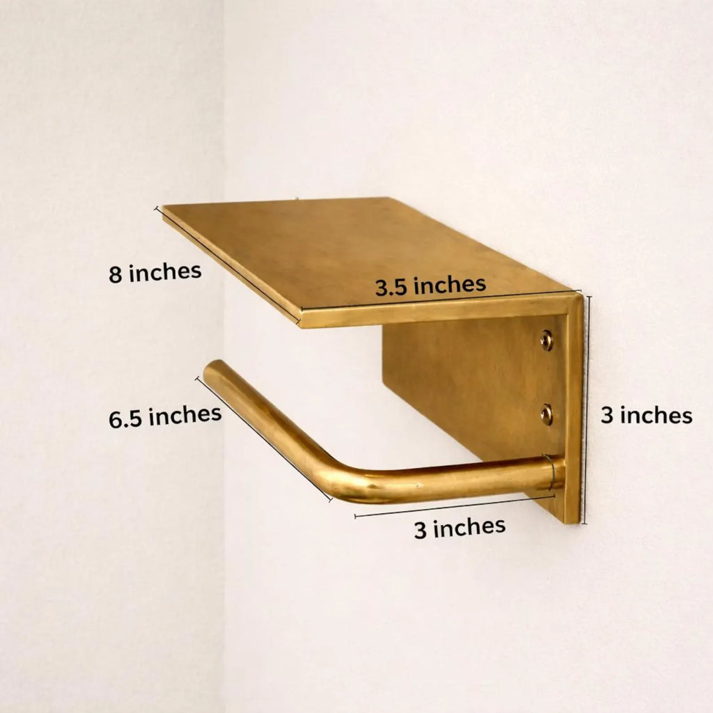 Brass Toilet Paper Holder with Shelf