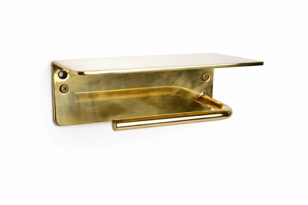 Brass Toilet Paper Holder with Shelf
