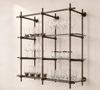 Wall-Mounted Bronze Brass Bistro Shelving with Glass, 2-Bay – 50” Wide