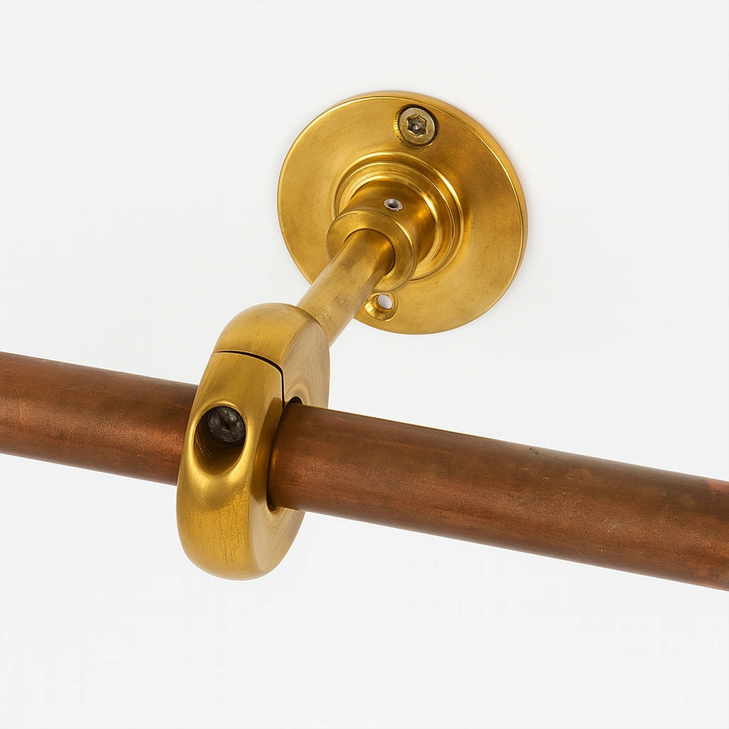 Handcrafted Solid Copper Pot Rack with Brass S-Hooks