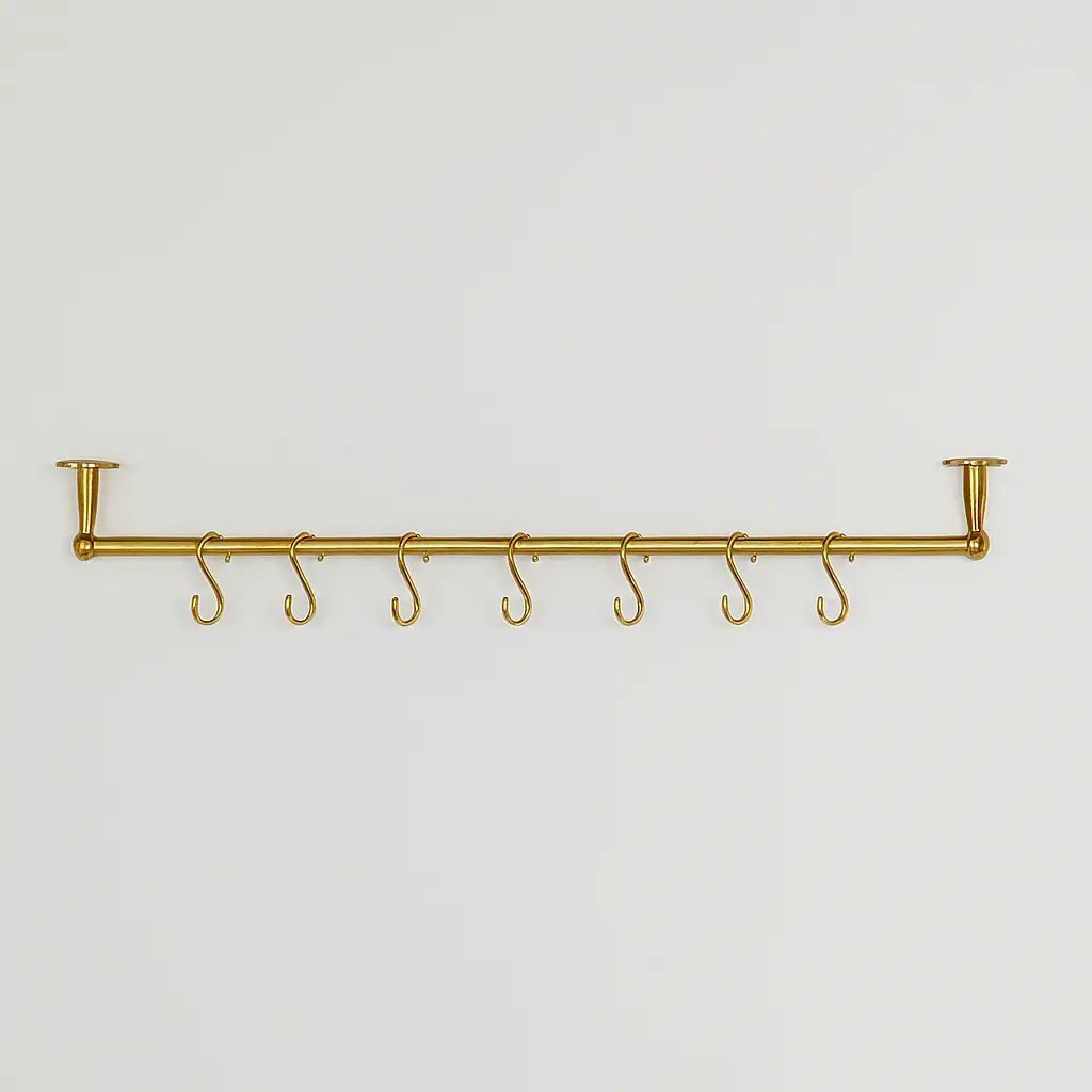 Unlacquered Brass Pot Rack, Solid Brass Kitchen Pot Rail