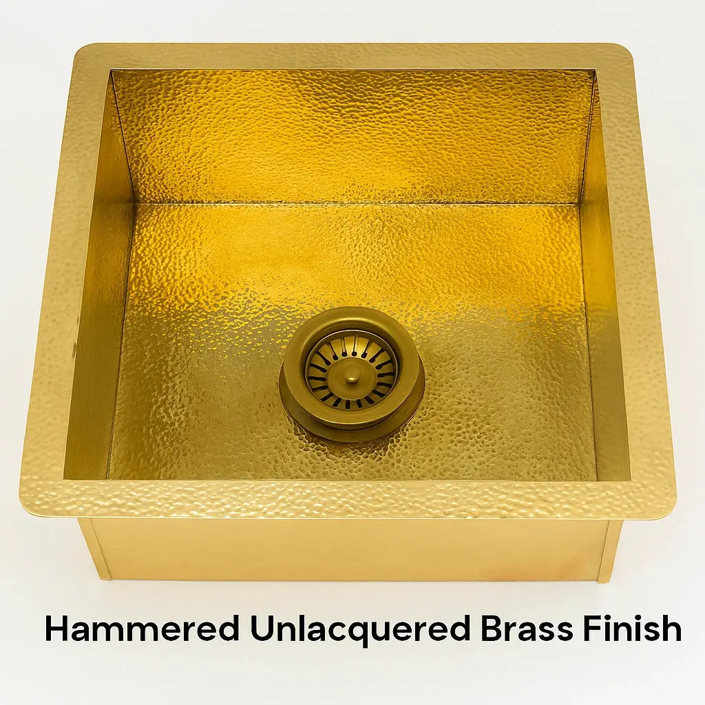 Hammered Brass Square Sink - AtlasFinest