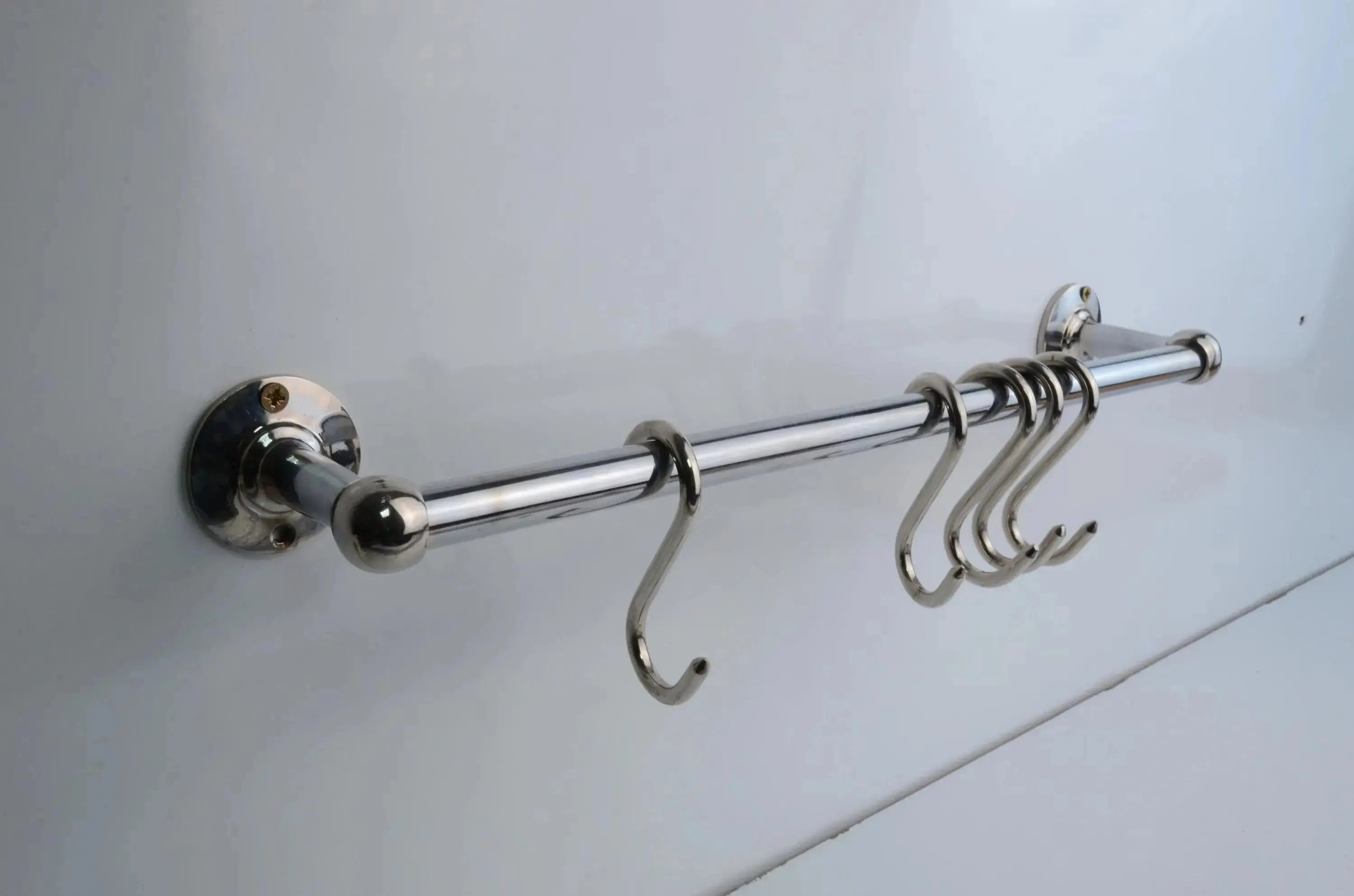 Chrome Pot Rail, Chromed Solid Brass Pot Rack For Kitchen Organization - AtlasFinest