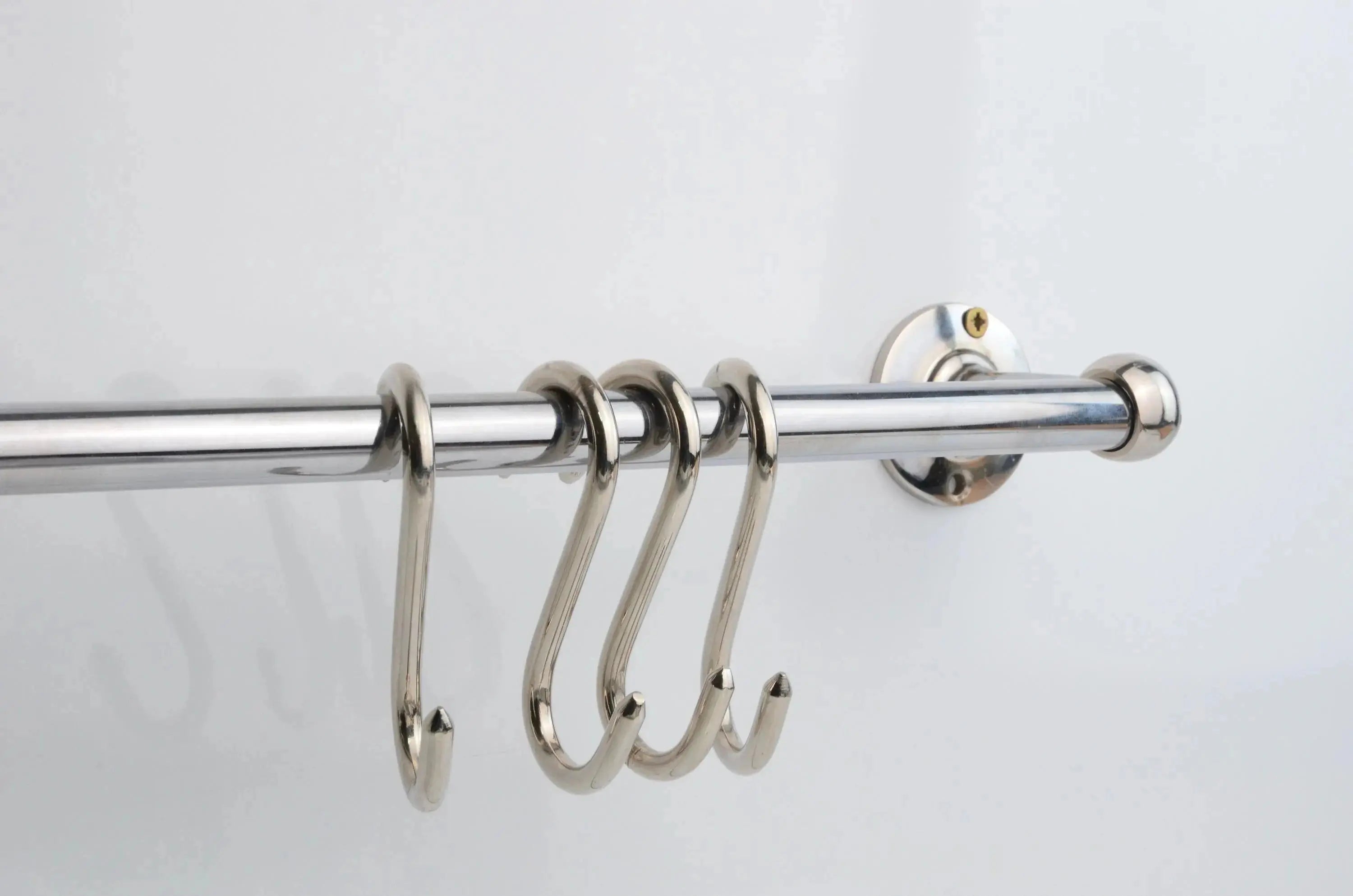 Chrome Pot Rail, Chromed Solid Brass Pot Rack For Kitchen Organization - AtlasFinest