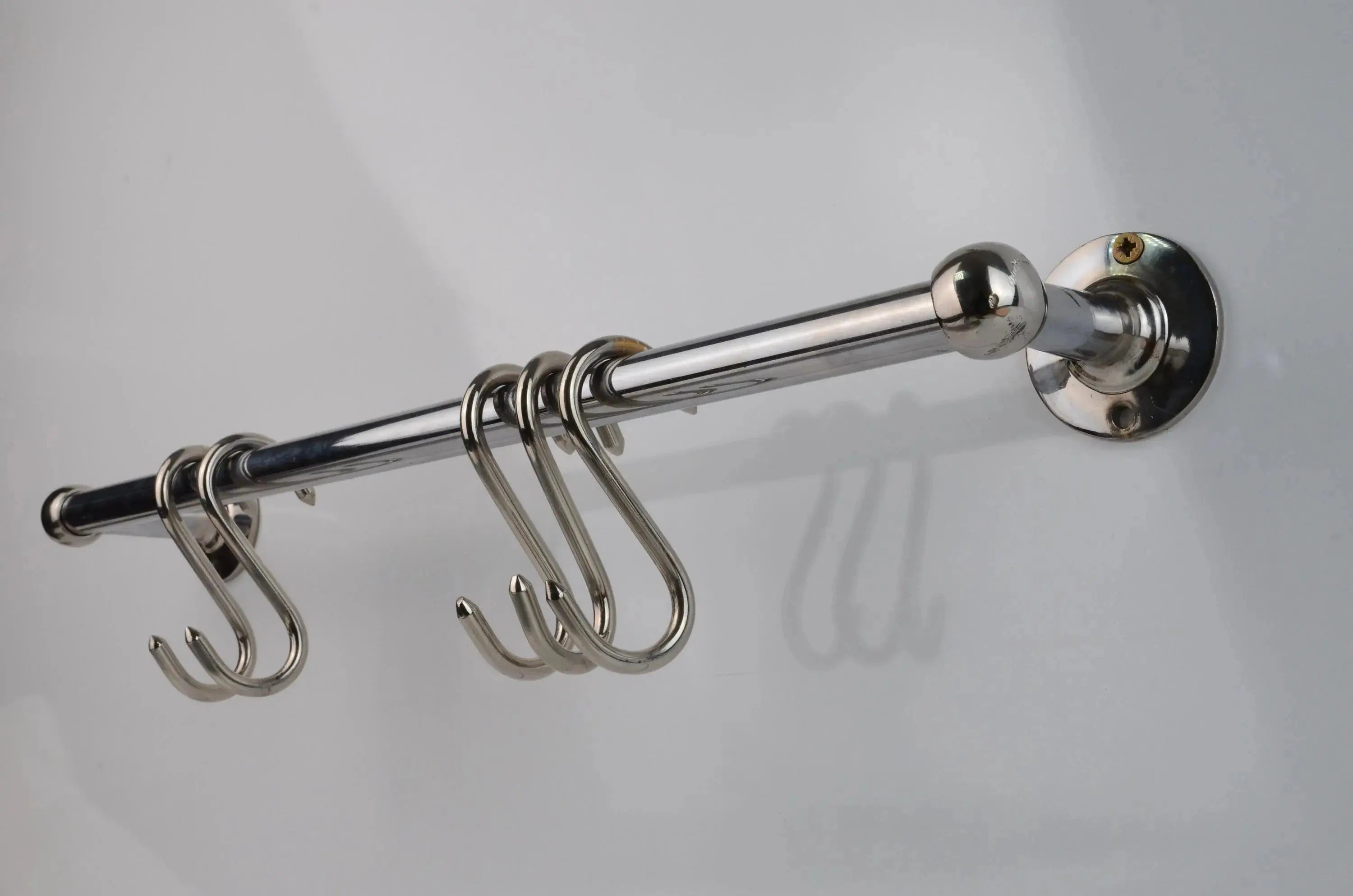 Chrome Pot Rail, Chromed Solid Brass Pot Rack For Kitchen Organization - AtlasFinest