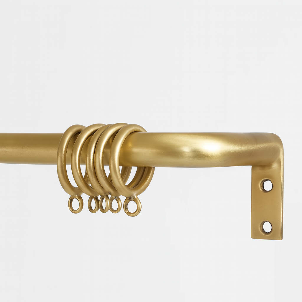 Unlacquered Brass Cafe Curtain Rod With Solid Brass Rings
