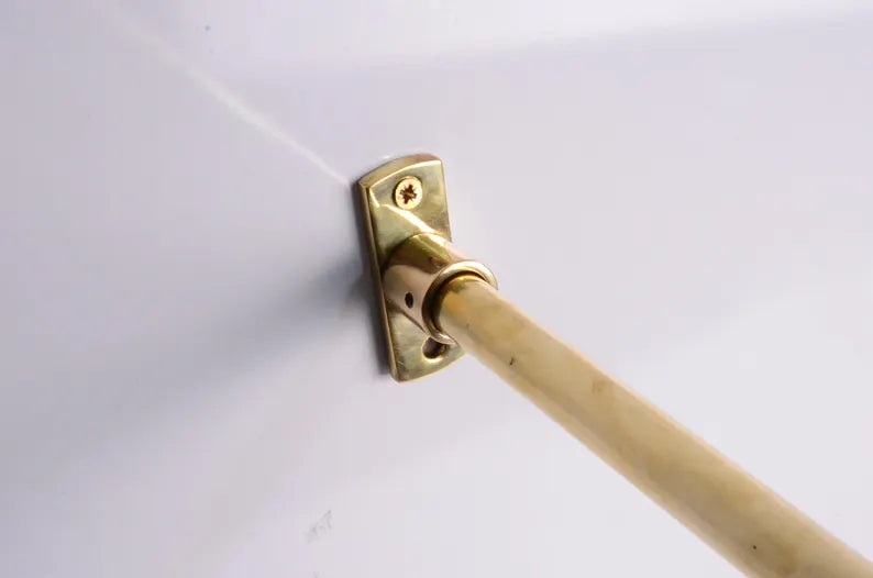 Custom Width Brass café curtain rod 